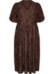 Midi-jurk met bloemenjacquard, Bruin, Packshot image number 0