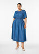 Midijurk in een denimlook met een elastische taille, Blauw, Model image number 0