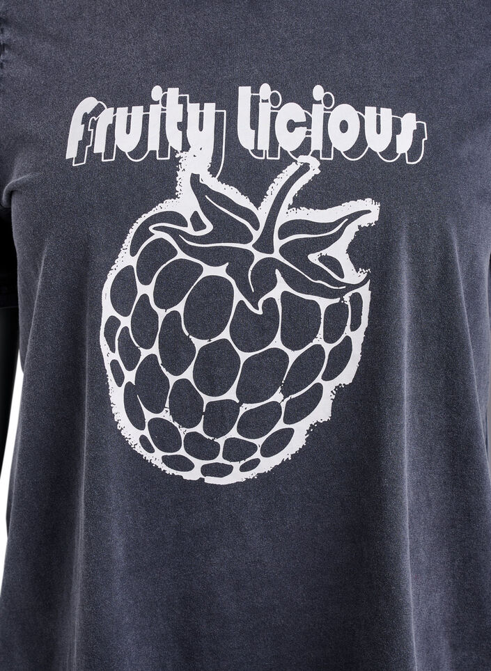 T-shirt in biologisch katoen met grafische print, Grijs, Packshot image number 2