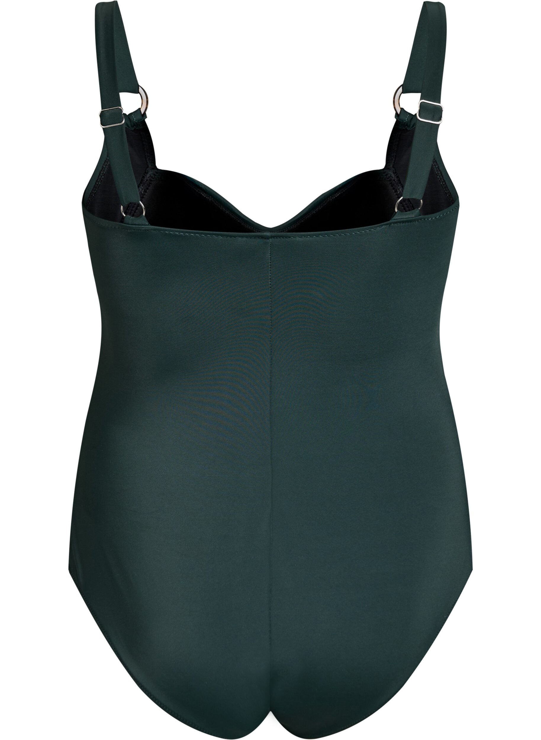 Zizzi Gewatteerd badpak met draperie, Groen, Packshot image number 1