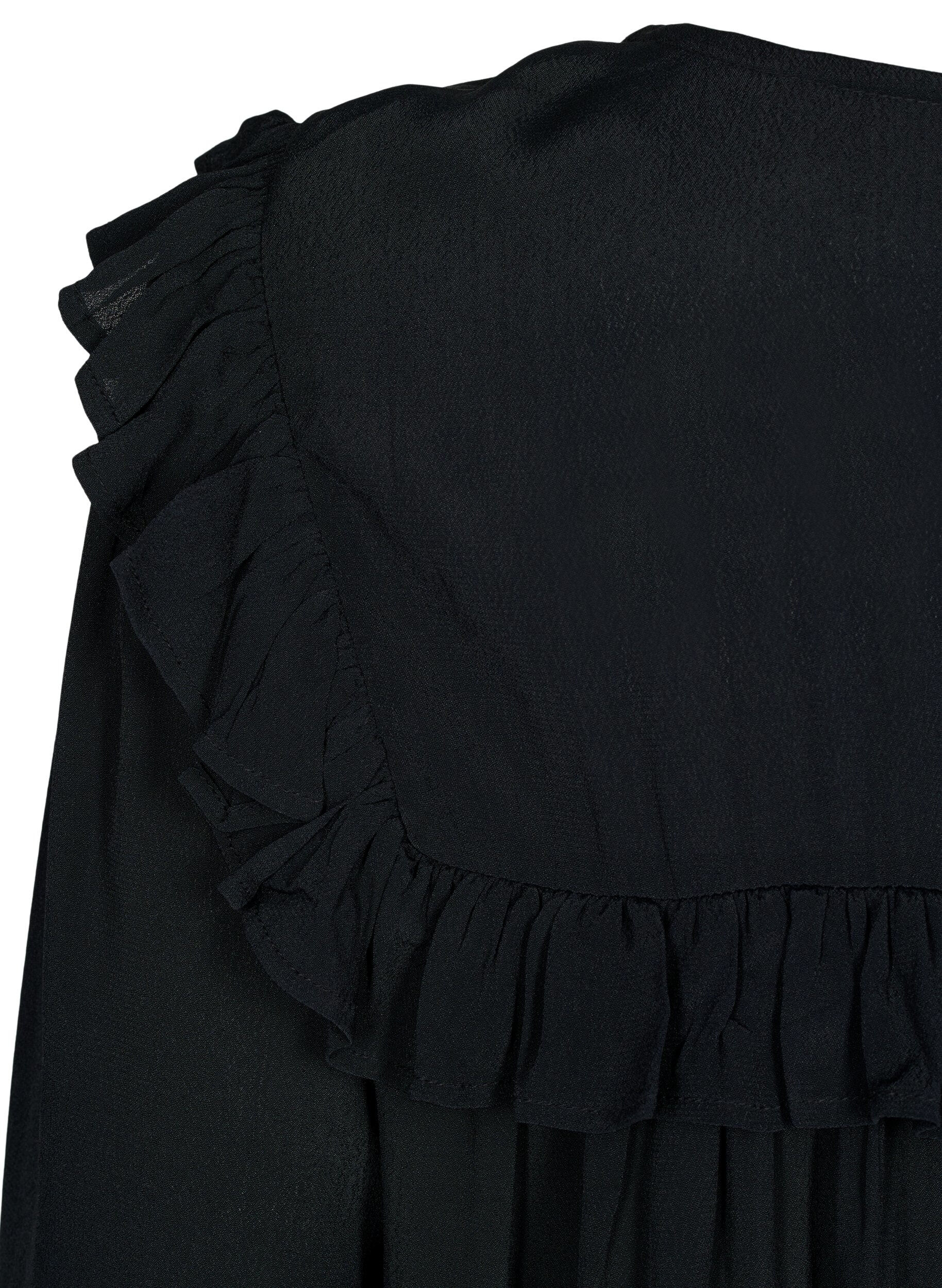 Zizzi Tuniek van viscose met ruches, Black, Packshot image number 3