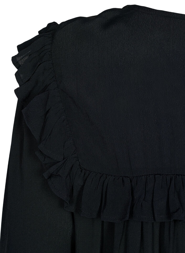 Tuniek van viscose met ruches, Black, Packshot image number 3