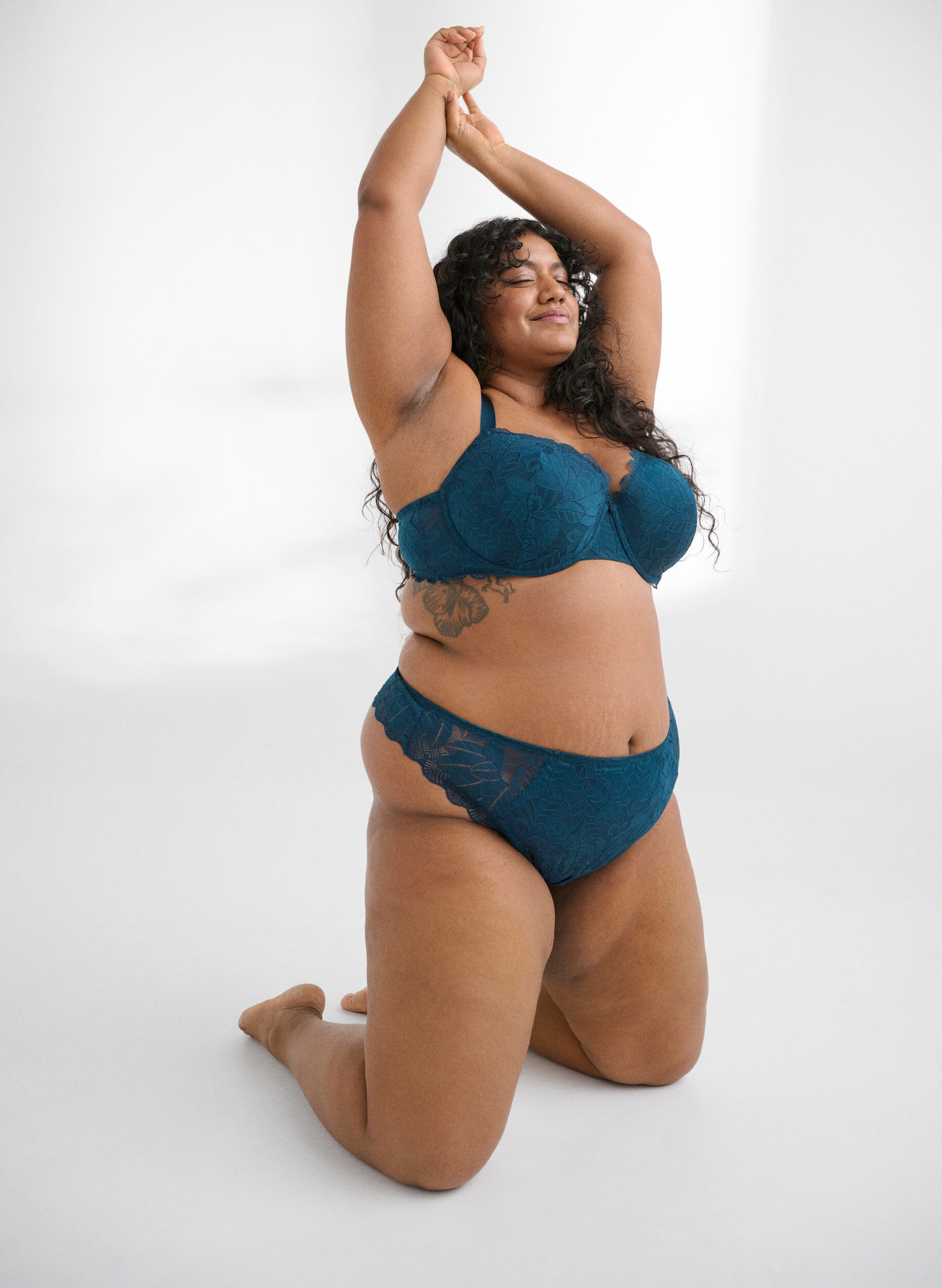 Zizzi Kanten string, Blauw, Image image number 0