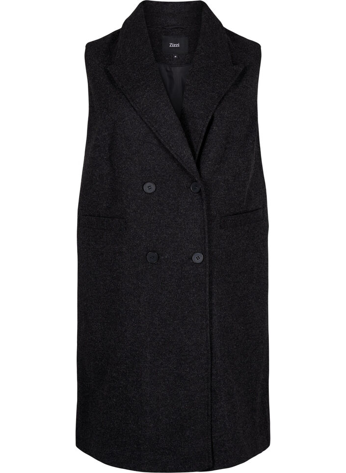 Lang vest in wollen look, Dark Grey Melange, Packshot image number 0