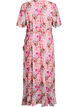 Chiffon maxi-jurk met een V-hals en ruches aan de zoom, Roze, Packshot image number 1