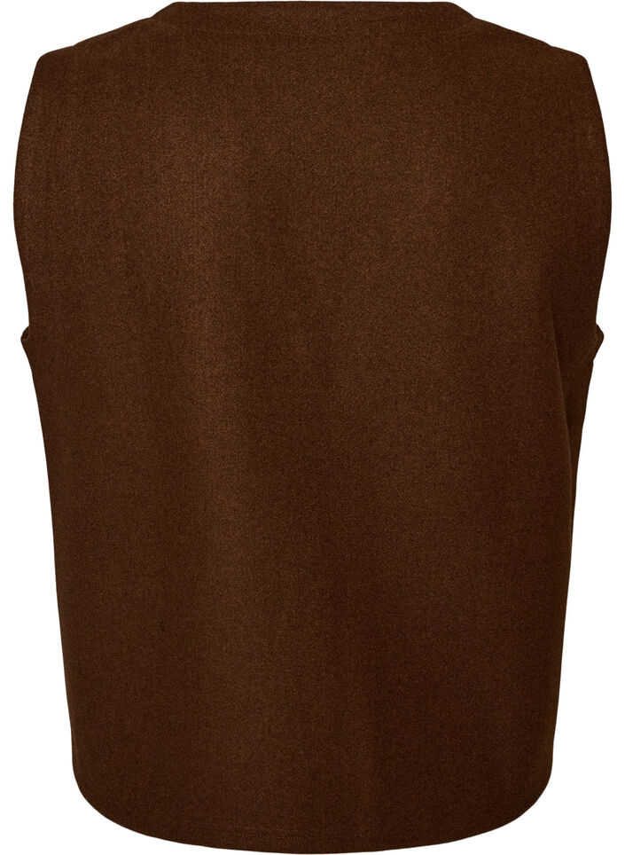 V-hals gilet met knopen, Bruin, Packshot image number 1
