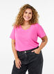 Effen basic T-shirt van katoen, Roze, Model image number 0