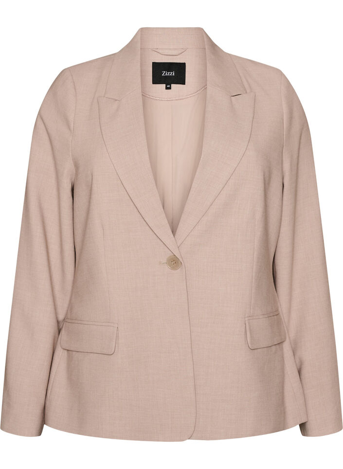 Klassieke blazer met knoopsluiting en zakken, Beige, Packshot