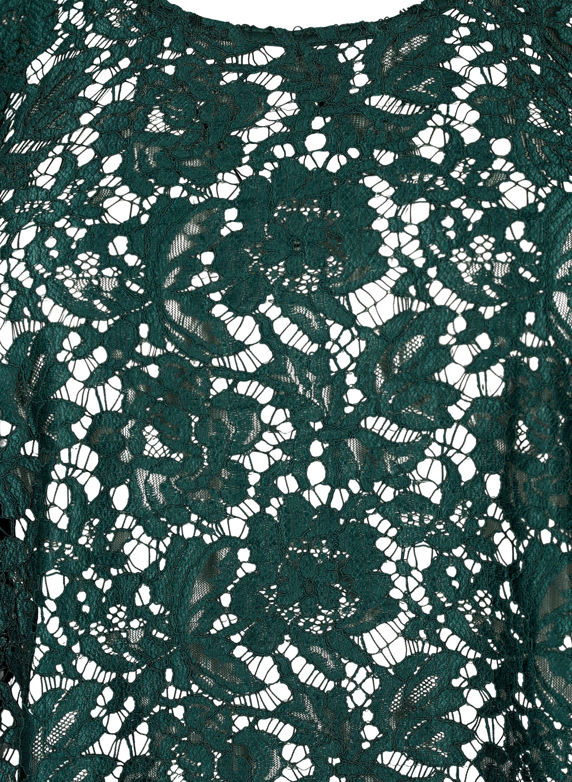 Zizzi FLASH - Kanten blouse met lange mouwen, Scarab, Packshot image number 2