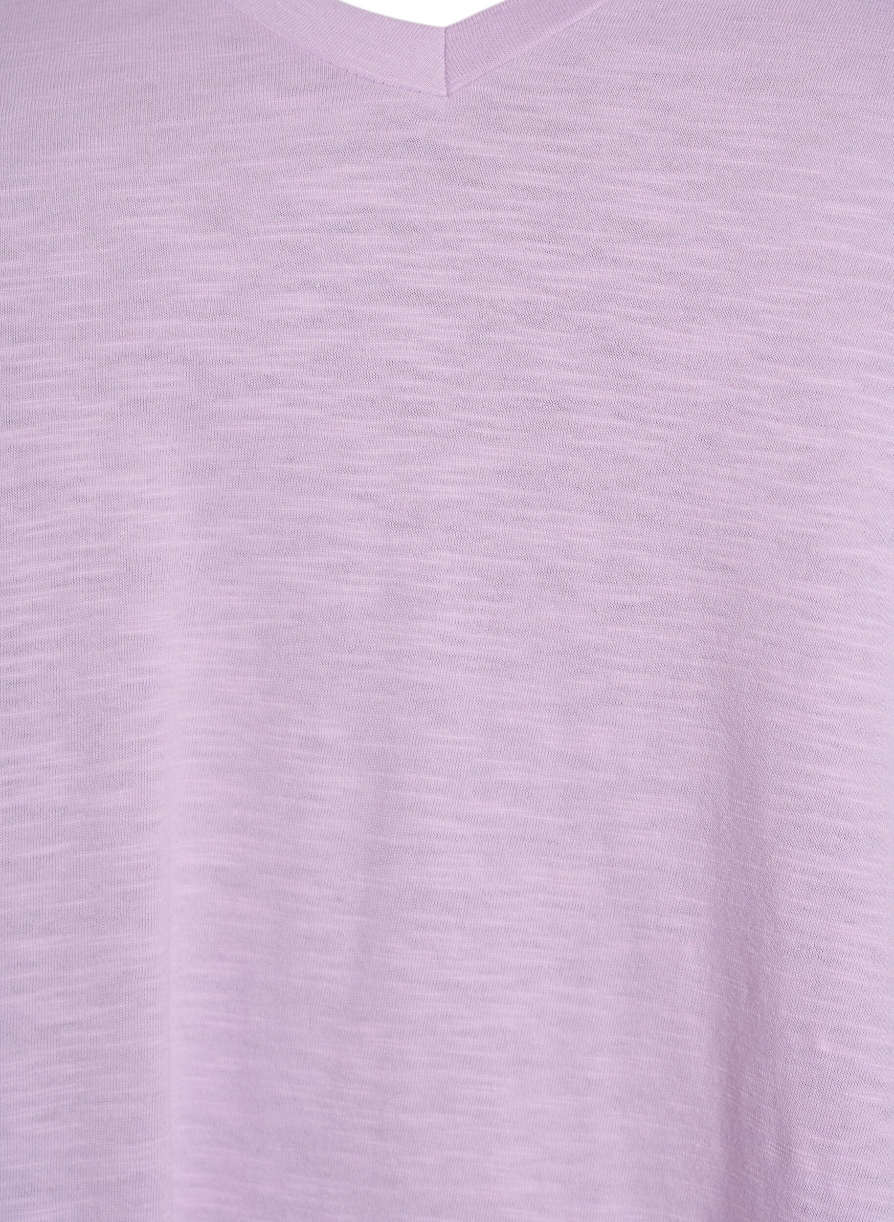 Zizzi Basic t-shirt met korte mouwen en v-hals, Paars, Packshot image number 2