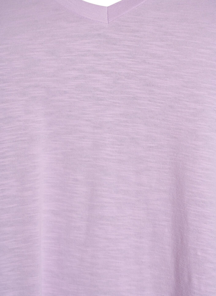 Basic t-shirt met korte mouwen en v-hals, Paars, Packshot image number 2