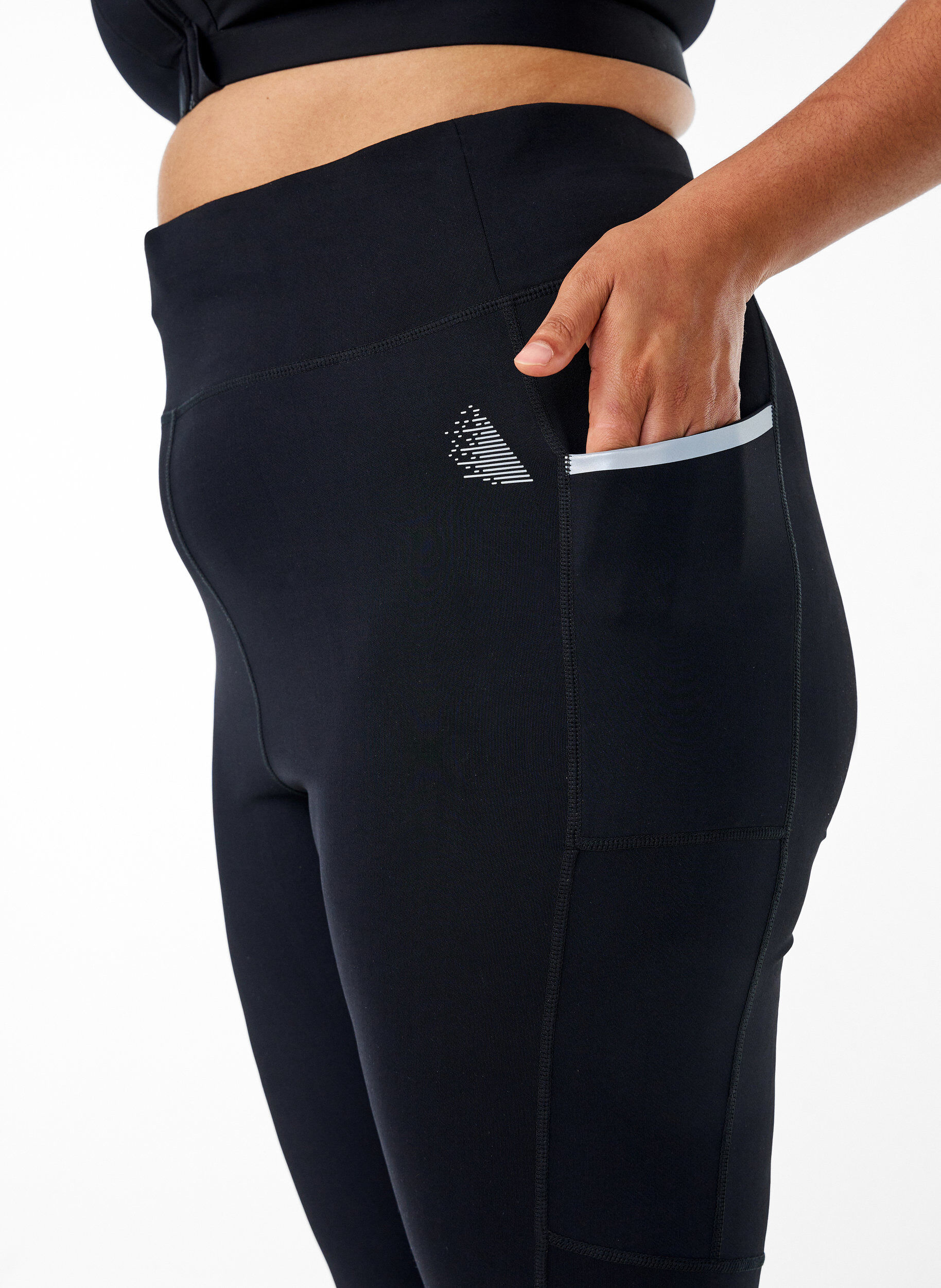 Zizzi Running tights met lichte compressie en zijzakken, Zwart, Model image number 3