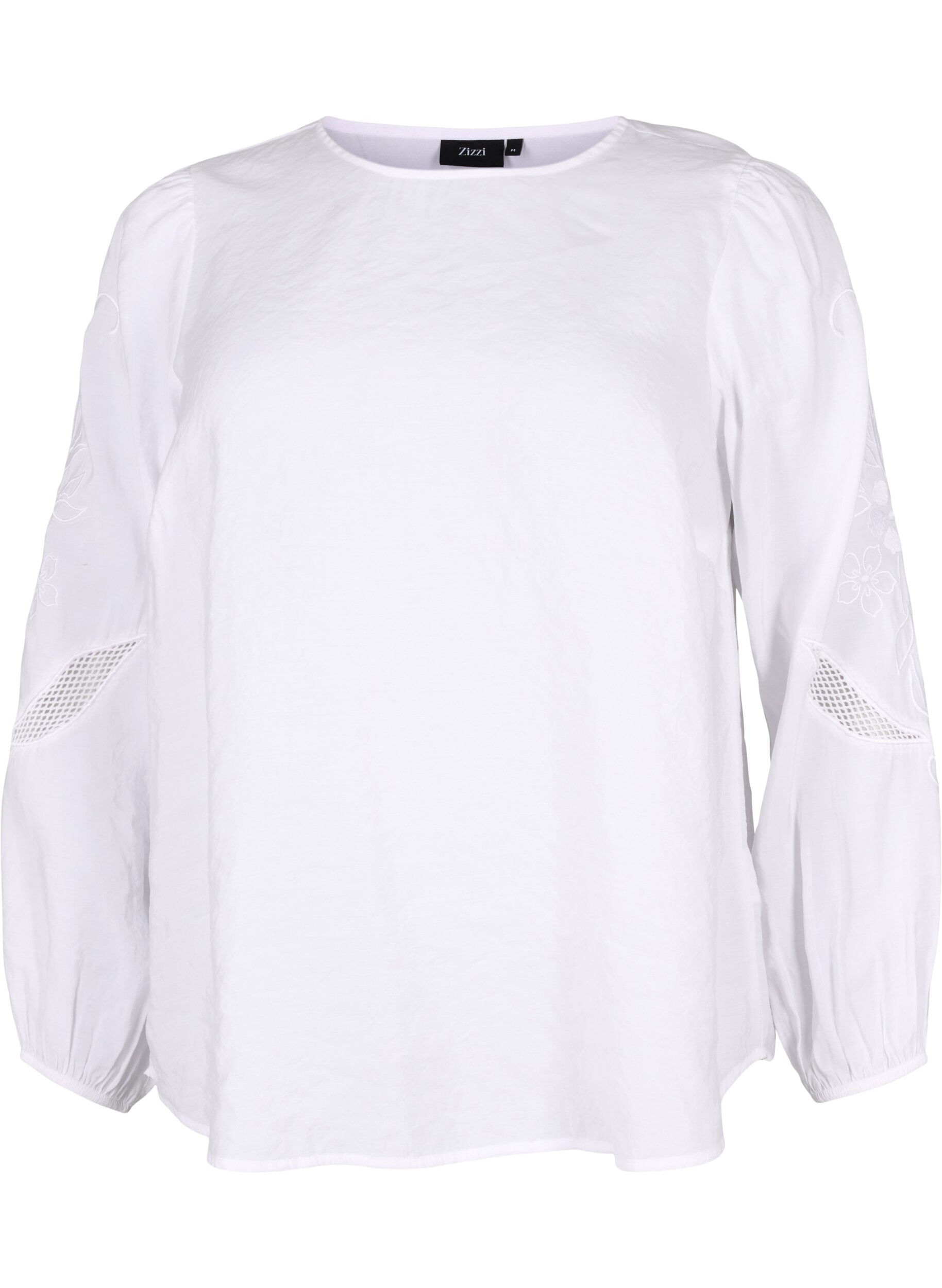 Zizzi Blouse van Tencel&trade; Modal met geborduurde details, Bright White, Packshot image number 0