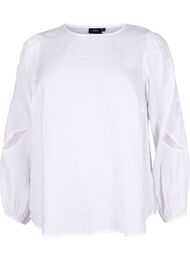 Blouse van Tencel™ Modal met geborduurde details, Bright White