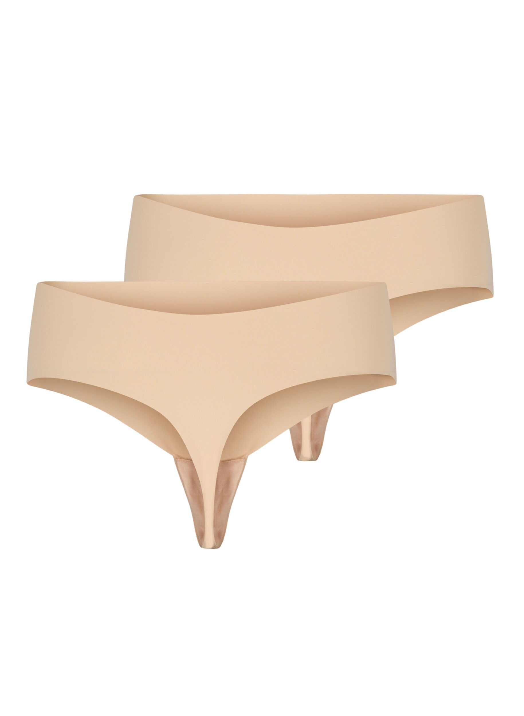 Zizzi Set van 2 naadloze g-strings, Beige, Packshot image number 1