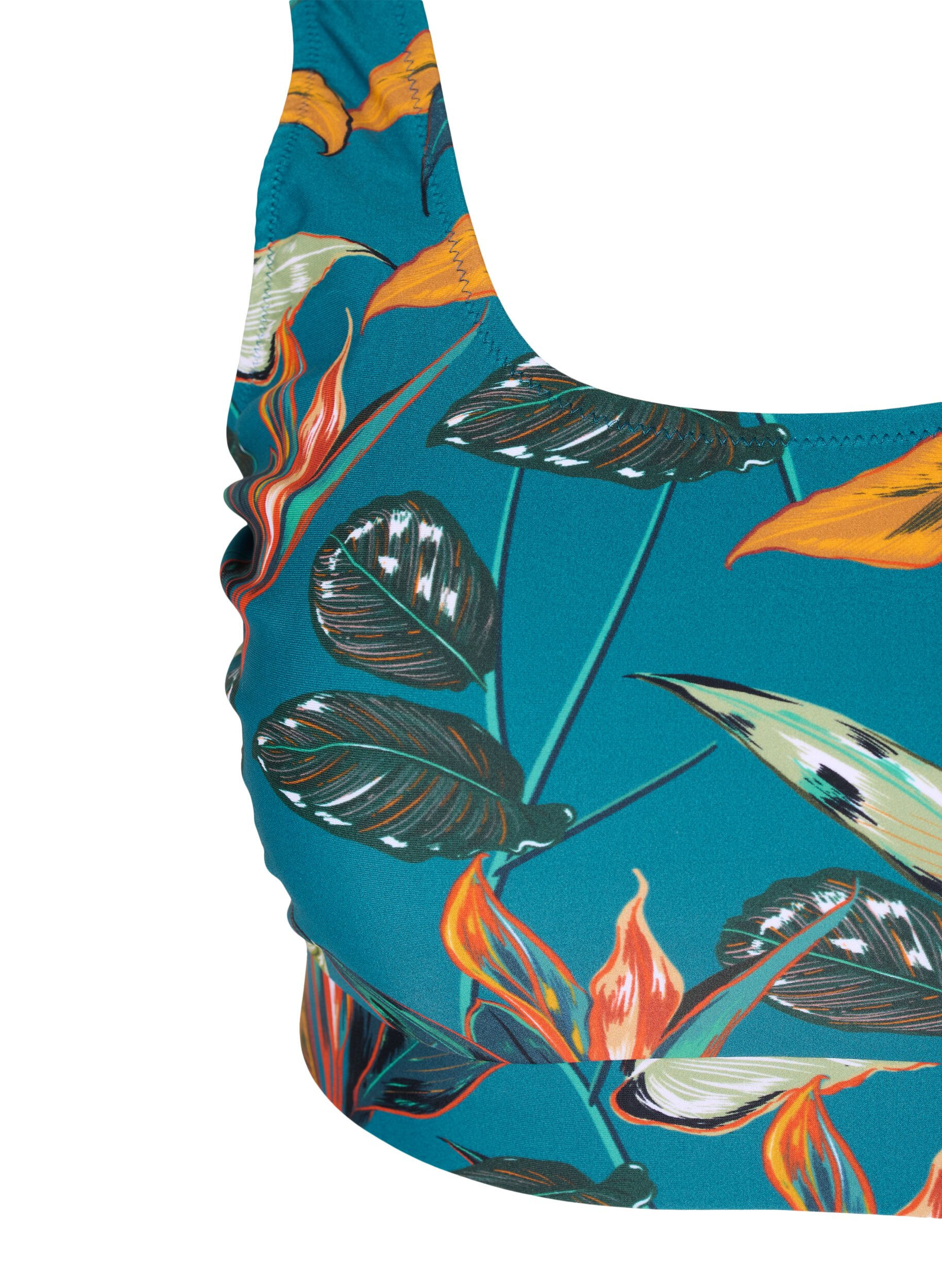 Zizzi Bikinitop met print en ronde hals, Leaf Print, Packshot image number 2