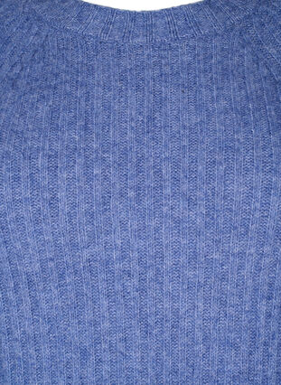 Ribgebreide jurk met split, Gray Blue Mel., Packshot image number 2