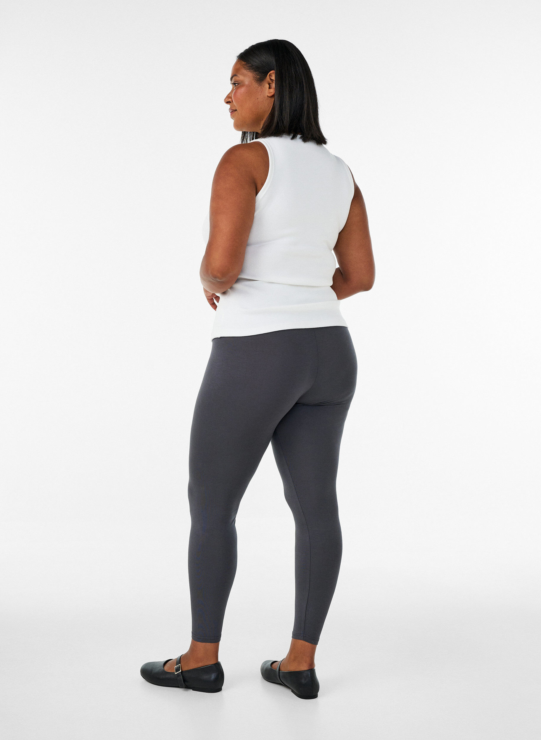 ZizziBasic legging in viscose, Grijs, Model image number 2