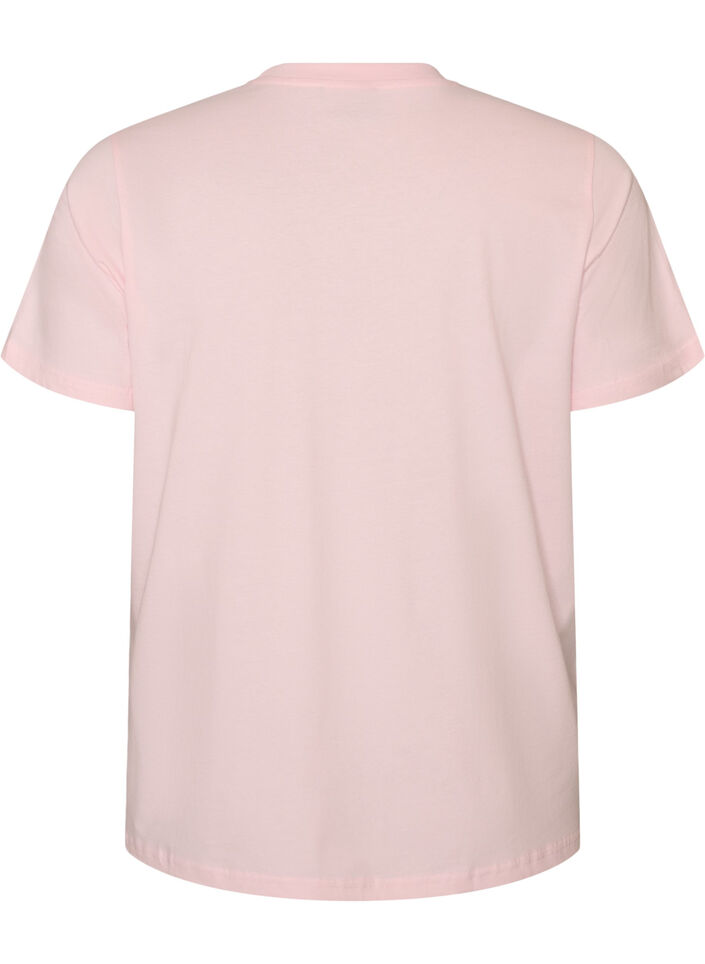 Organisch katoenen T-shirt met print aan de voorkant, Roze, Packshot image number 1