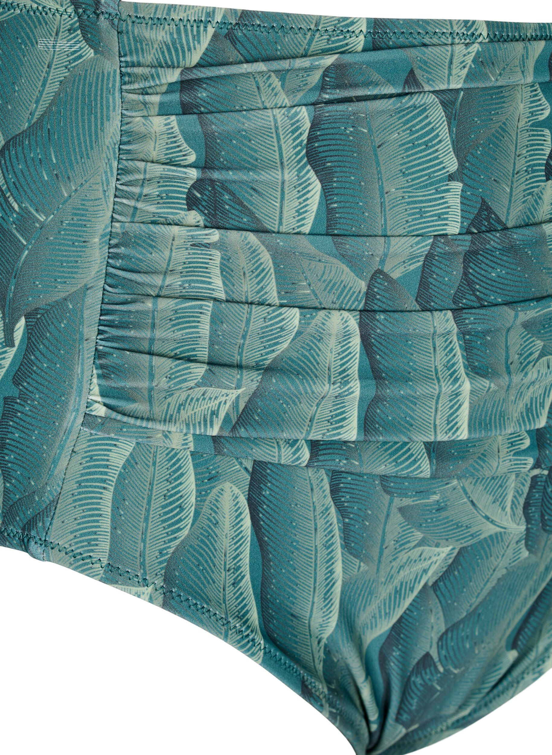 Zizzi High waist bikinibroekjes met print, Groen, Packshot image number 2