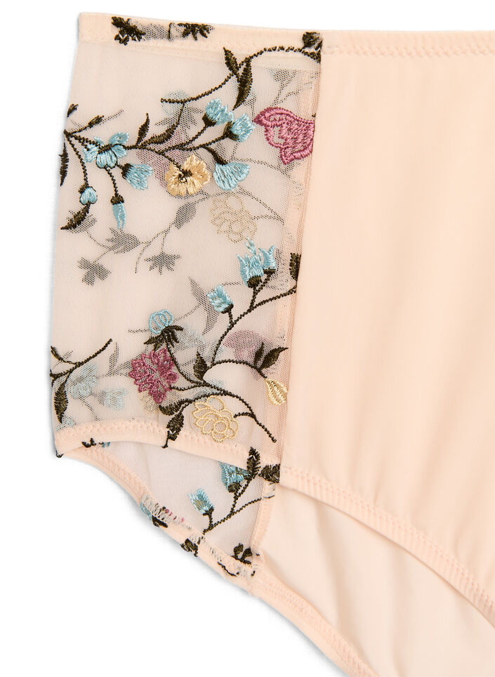 Microvezel panties met geborduurde bloemen details, Roze, Packshot image number 2