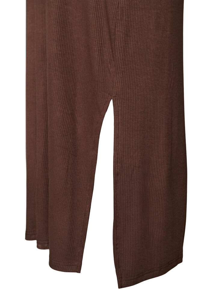 Mouwloze ribjurk van viscose, Bruin, Packshot image number 3