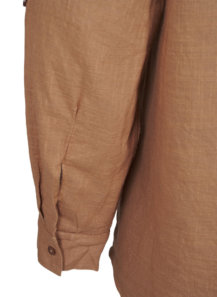 Katoenen overhemdblouse met V-hals, Coca Mocha, Packshot image number 3