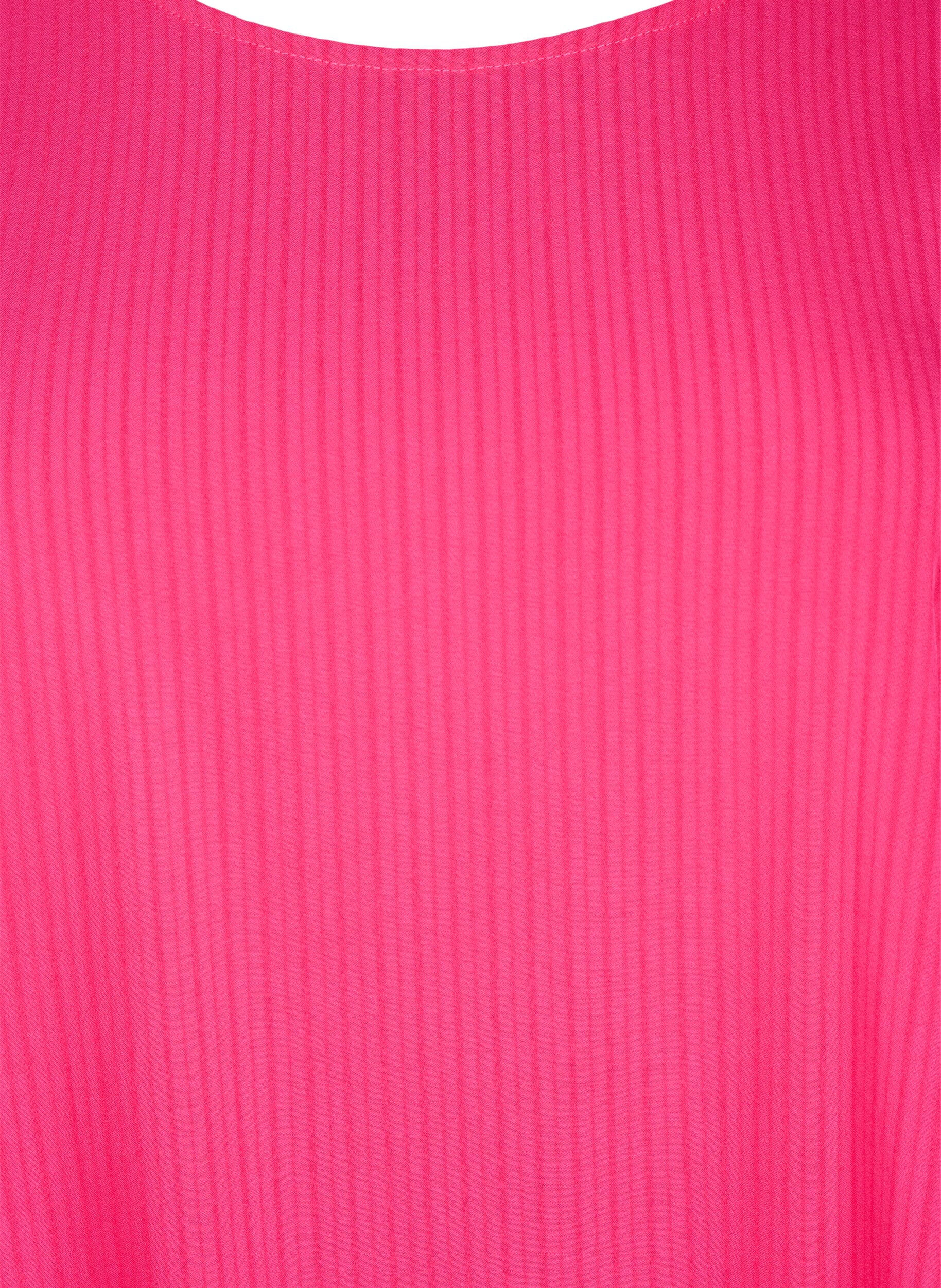 Zizzi Blouse van viscose met korte mouwen en strikjes, Bright Rose, Packshot image number 2