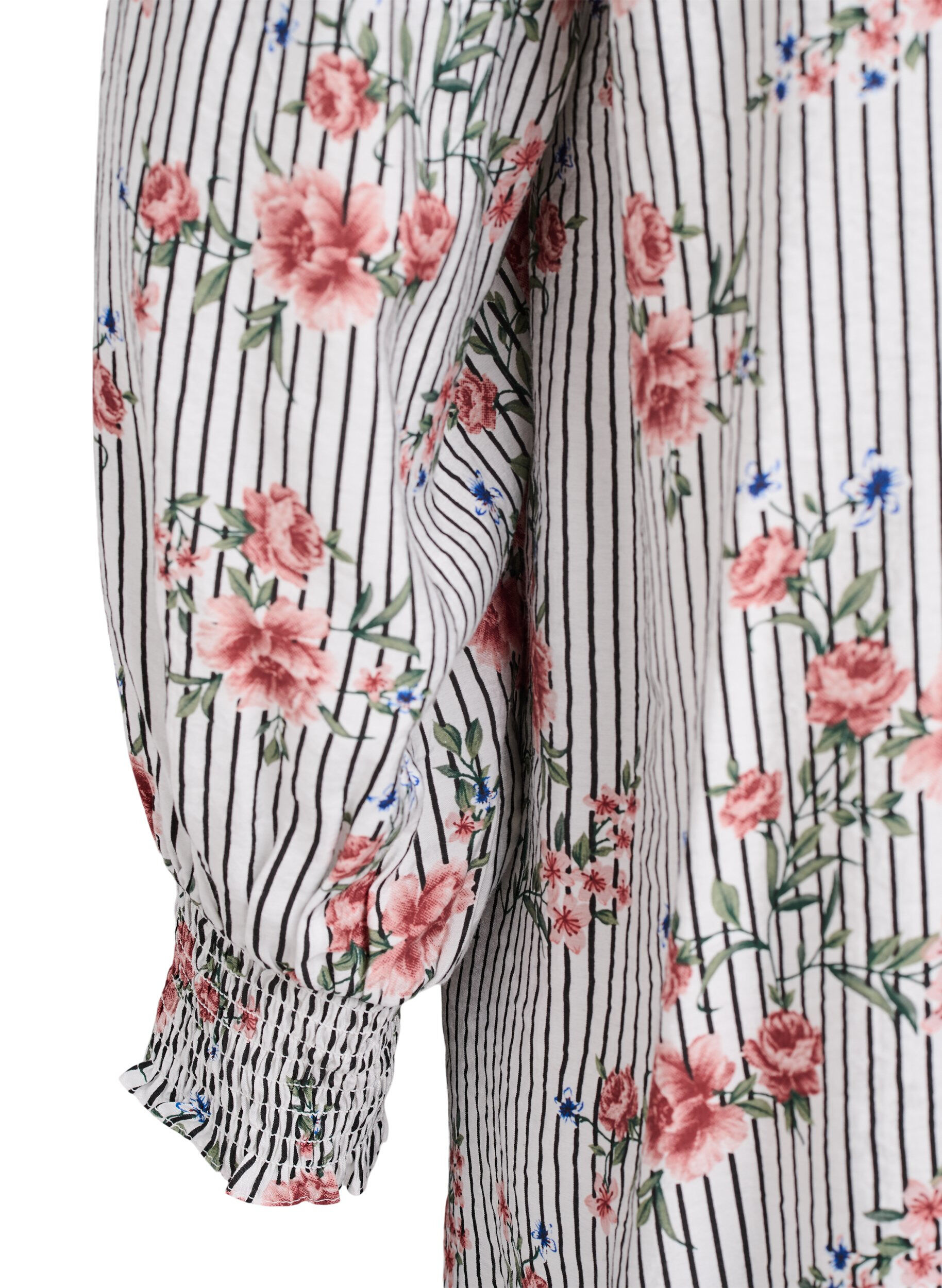 Zizzi Blouse met bloemenprint en strikdetail, Zwart, Packshot image number 3