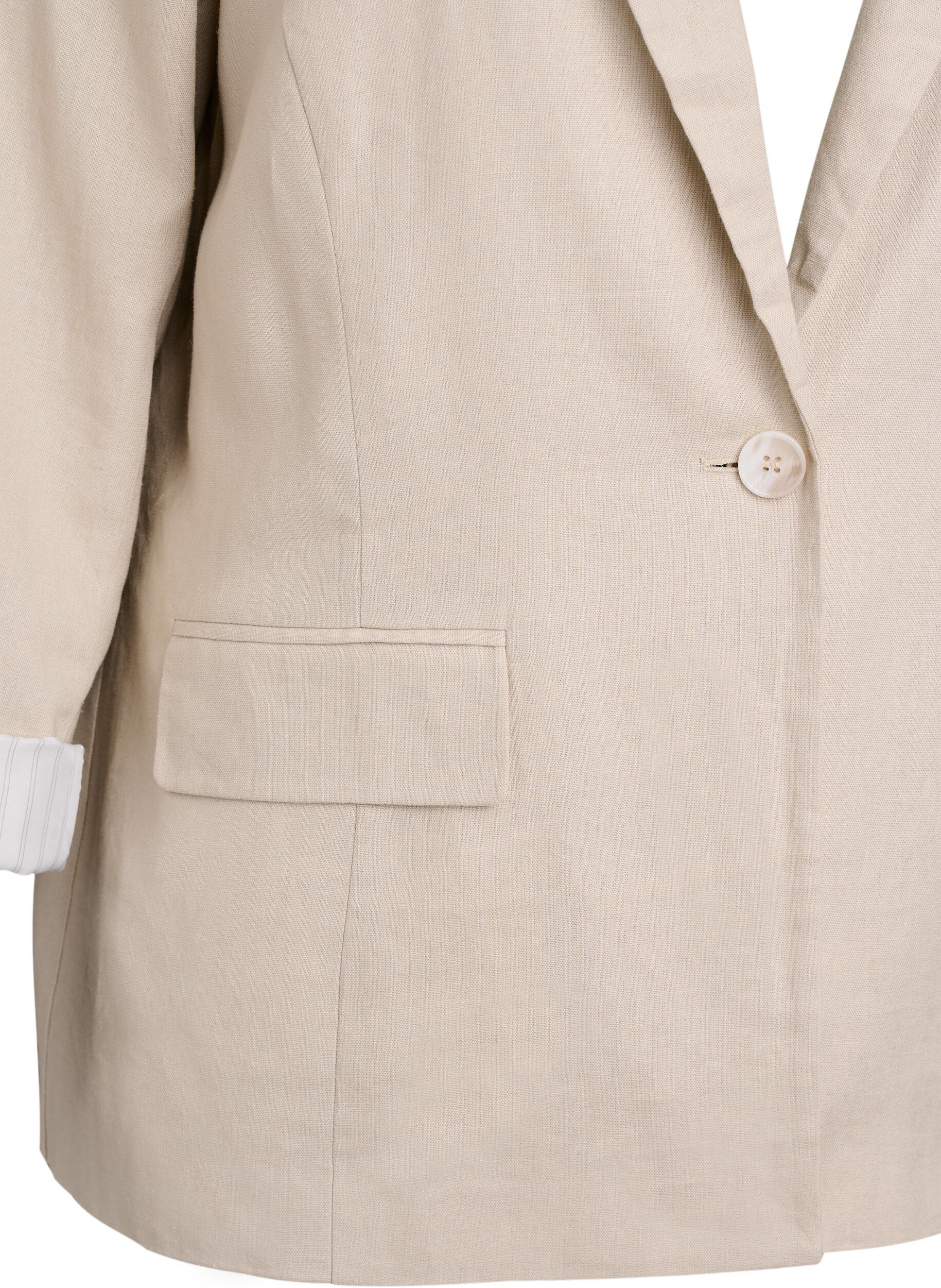 Zizzi Blazer in linnen en viscose met revers en zakken, Beige, Packshot image number 2