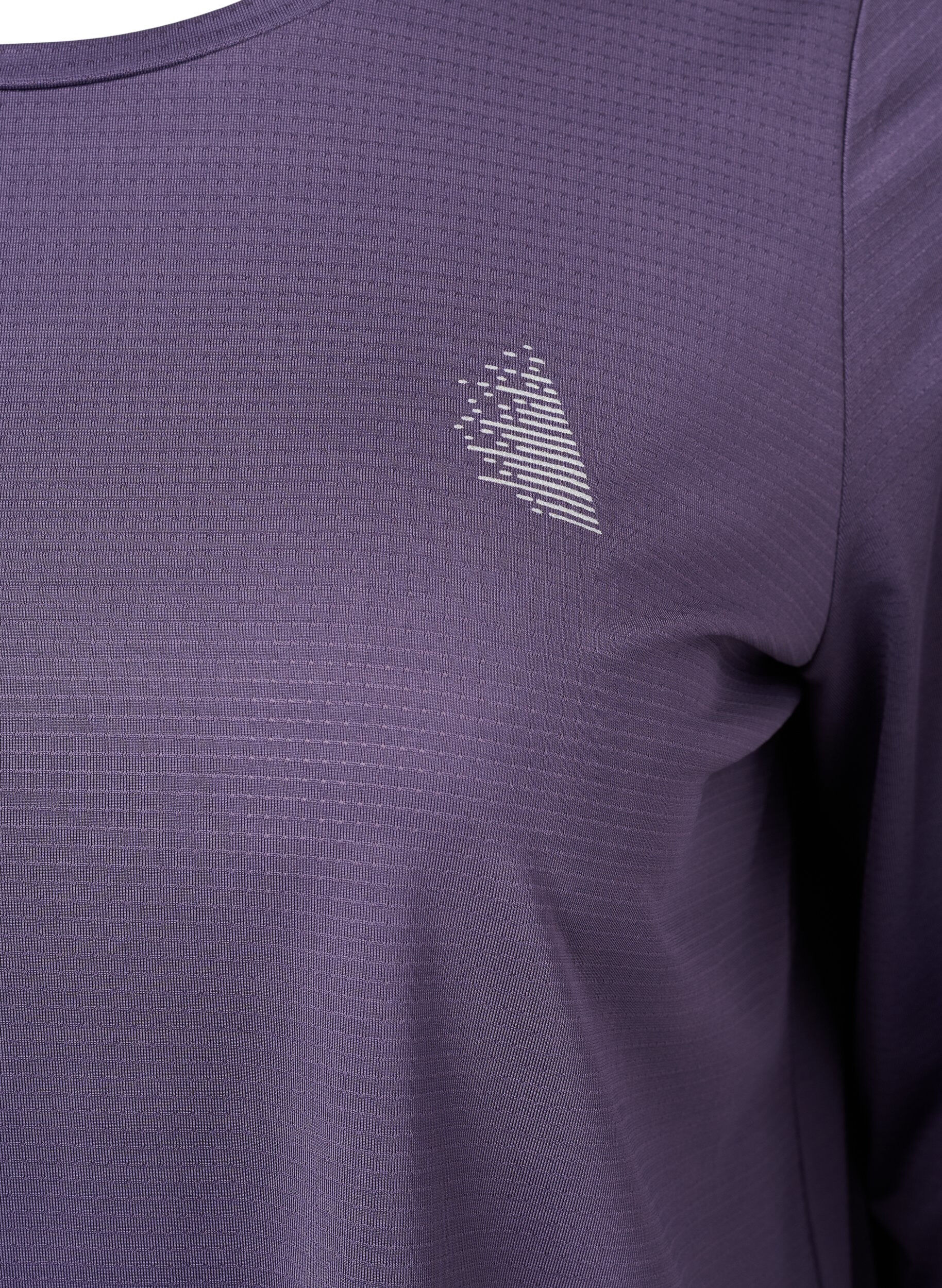 Zizzi Sportblouse met structuur en lange mouwen, Purple Plumeria, Packshot image number 2
