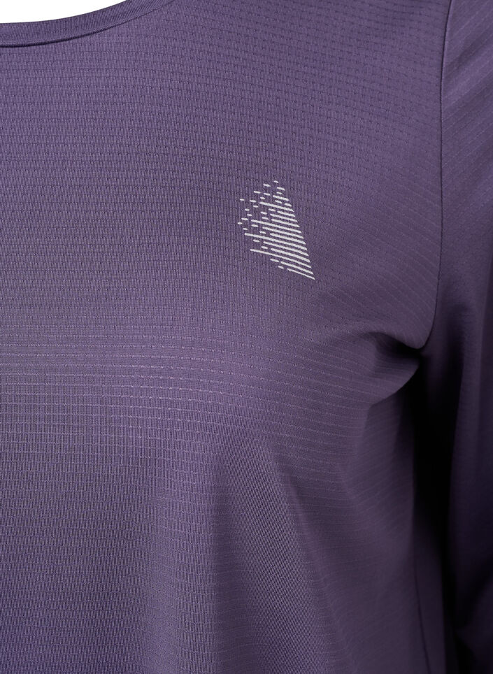Sportblouse met structuur en lange mouwen, Purple Plumeria, Packshot image number 2
