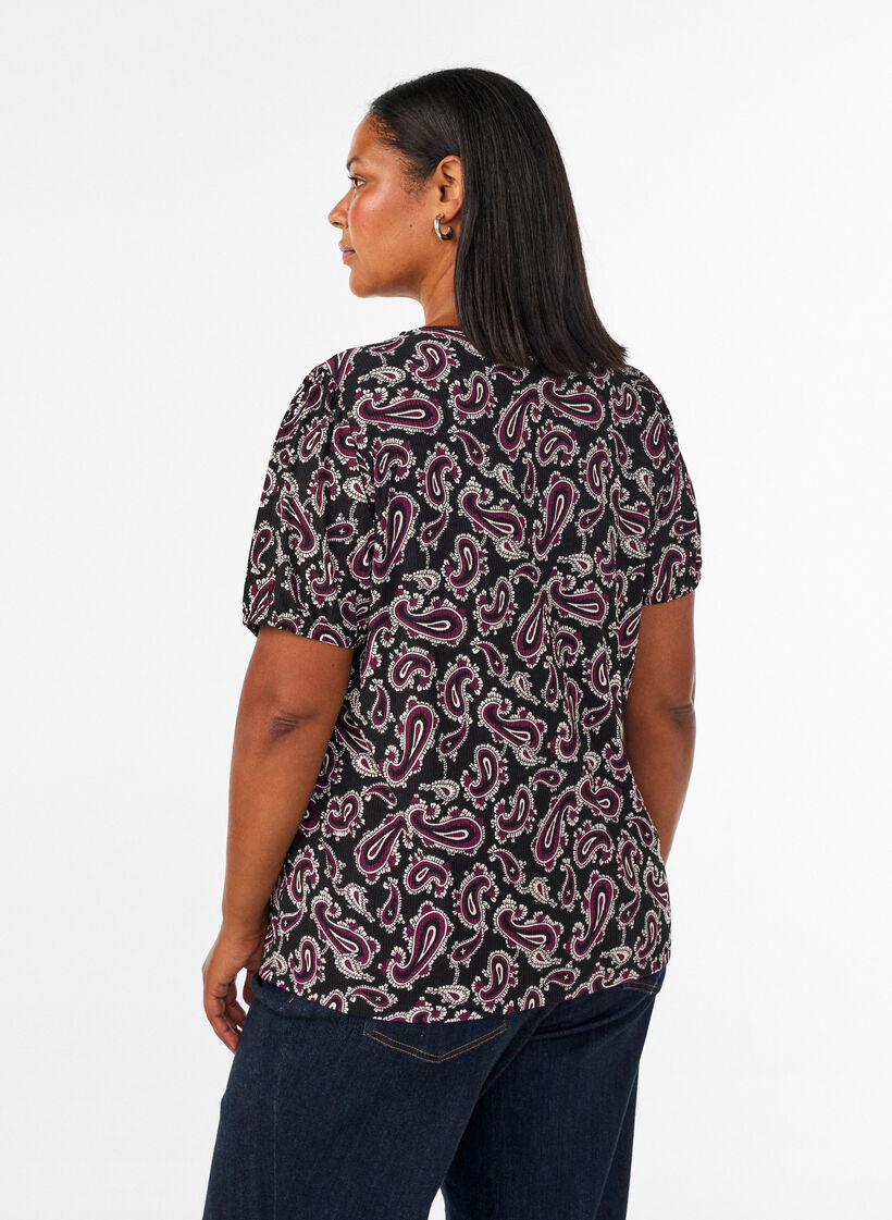 Blouse met lange mouwen en paisleyprint, Donker Bordeaux, Model image number 2