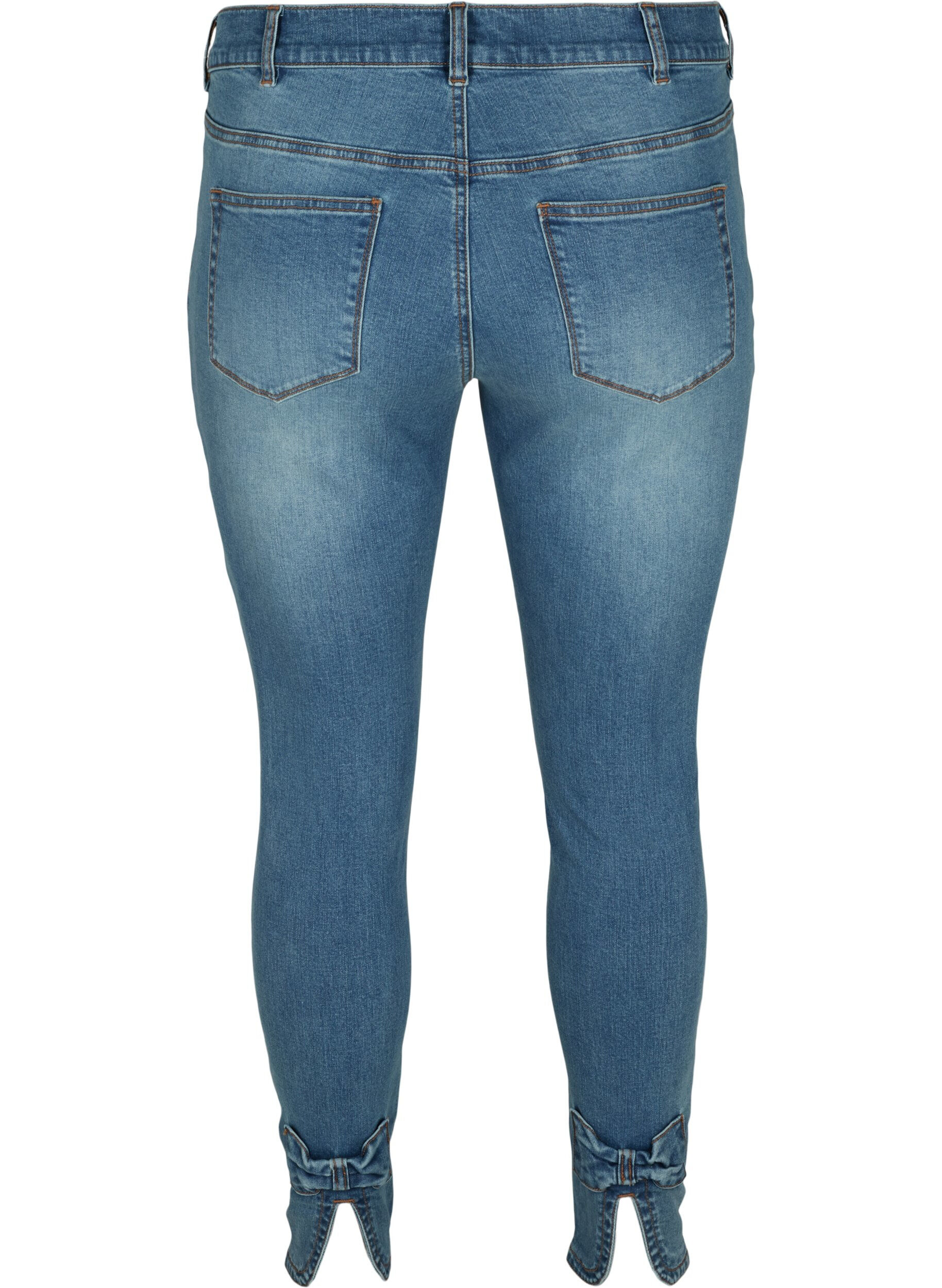 Zizzi Cropped Amy jeans met hoge taille en strikje, Blue denim, Packshot image number 1