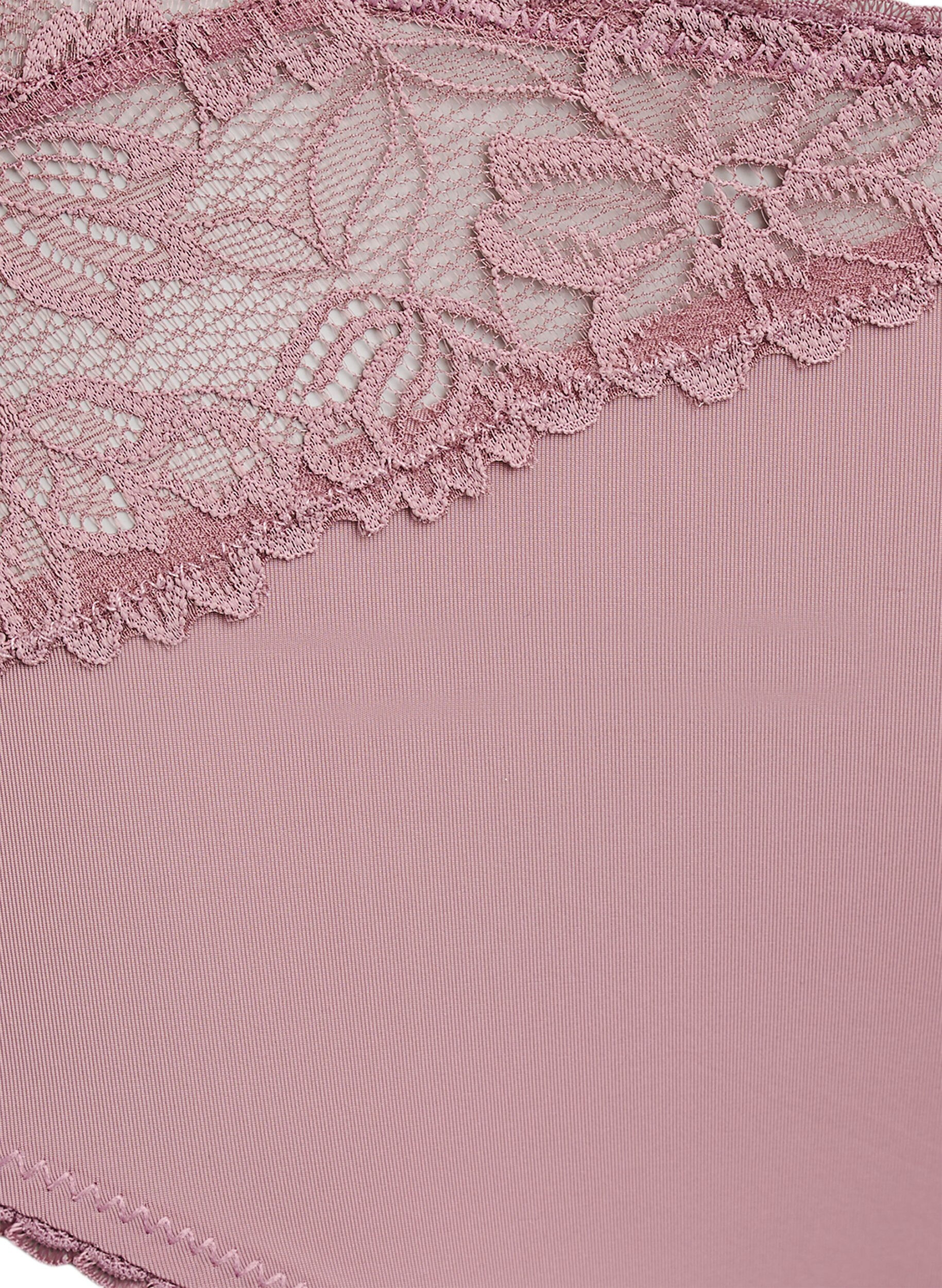 Zizzi Microfiber panties met kanten details, Roze, Packshot image number 2