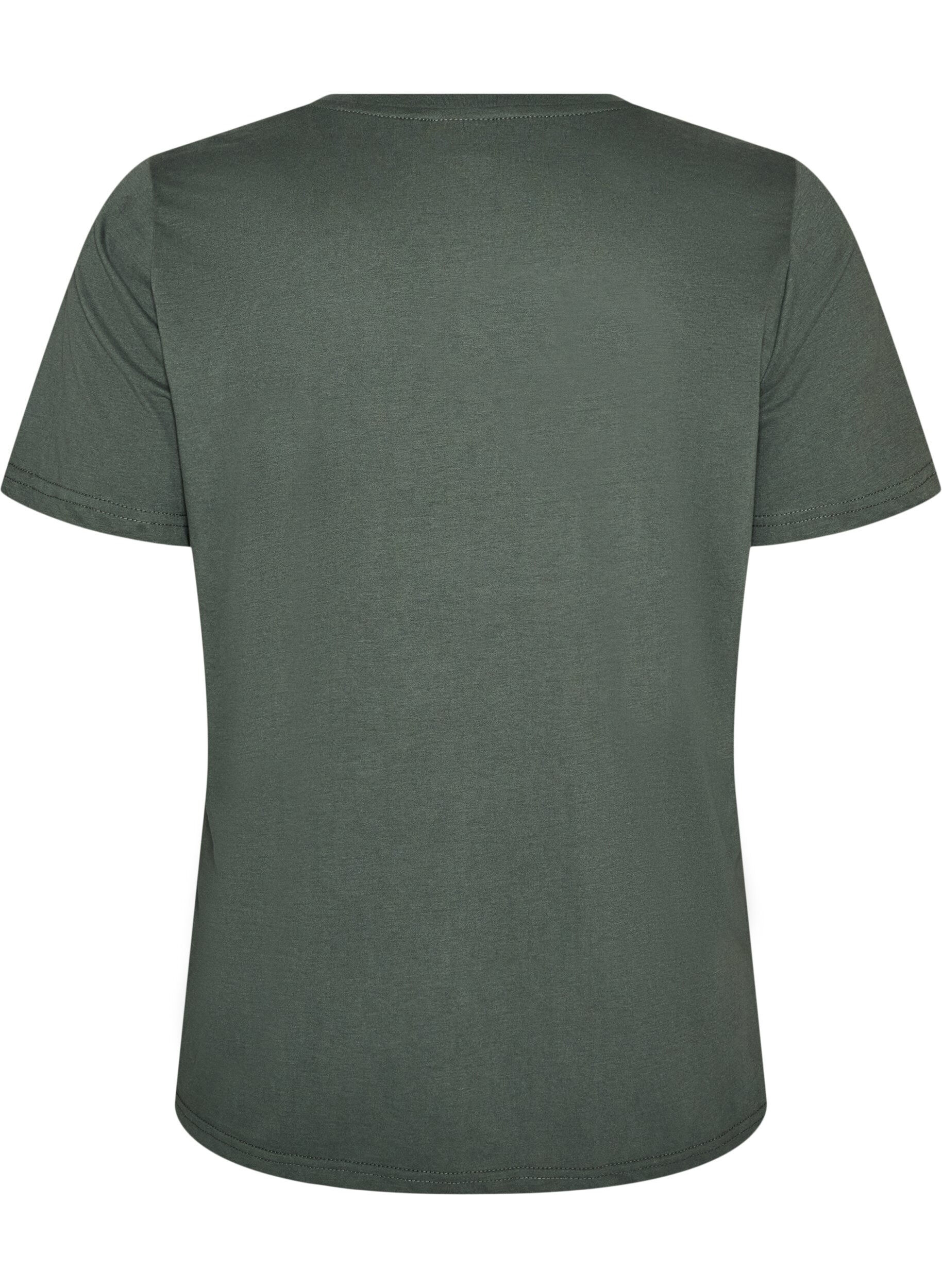 ZizziT-shirt met print, Groen, Packshot image number 1