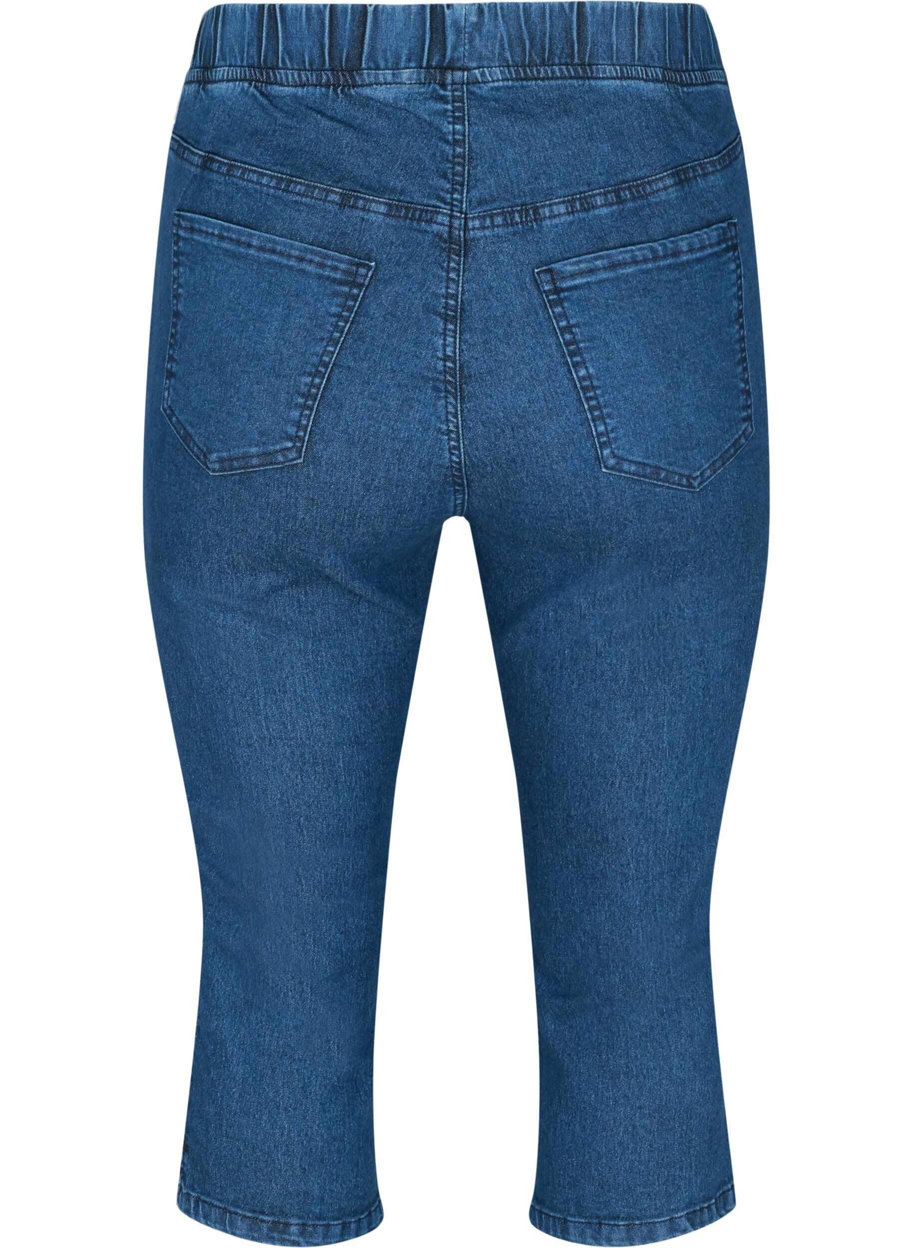 Zizzi Driekwart broek in katoenmix, Dark blue denim, Packshot image number 1