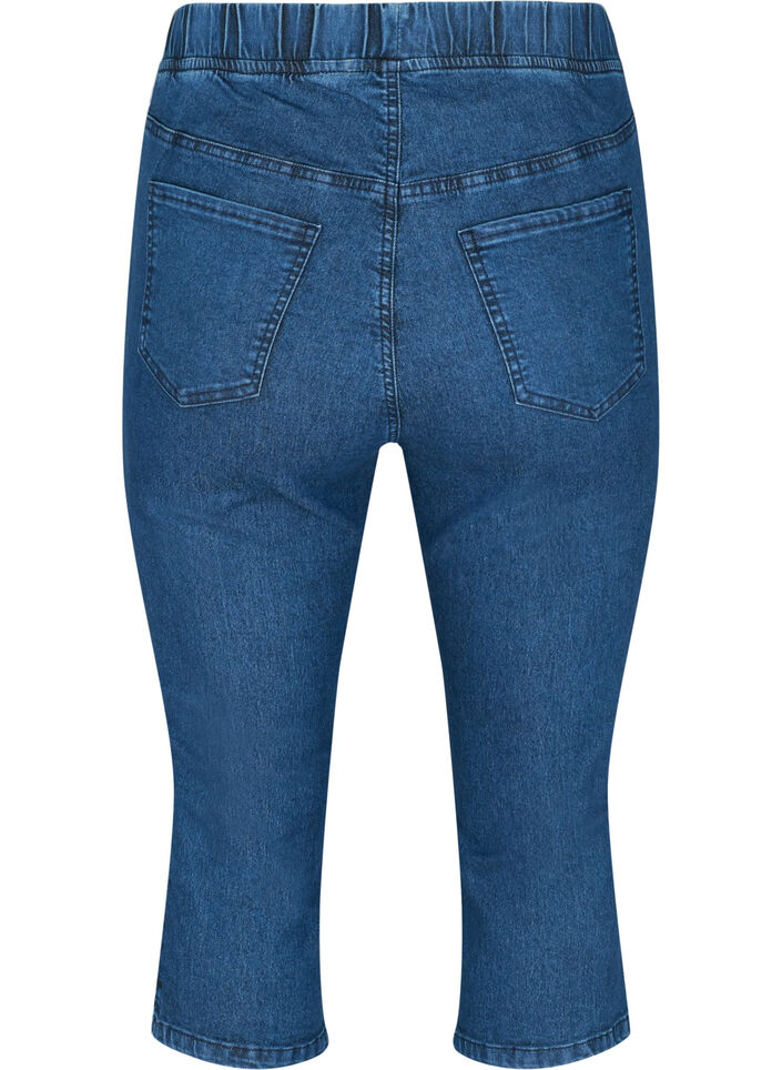Driekwart broek in katoenmix, Dark blue denim, Packshot image number 1