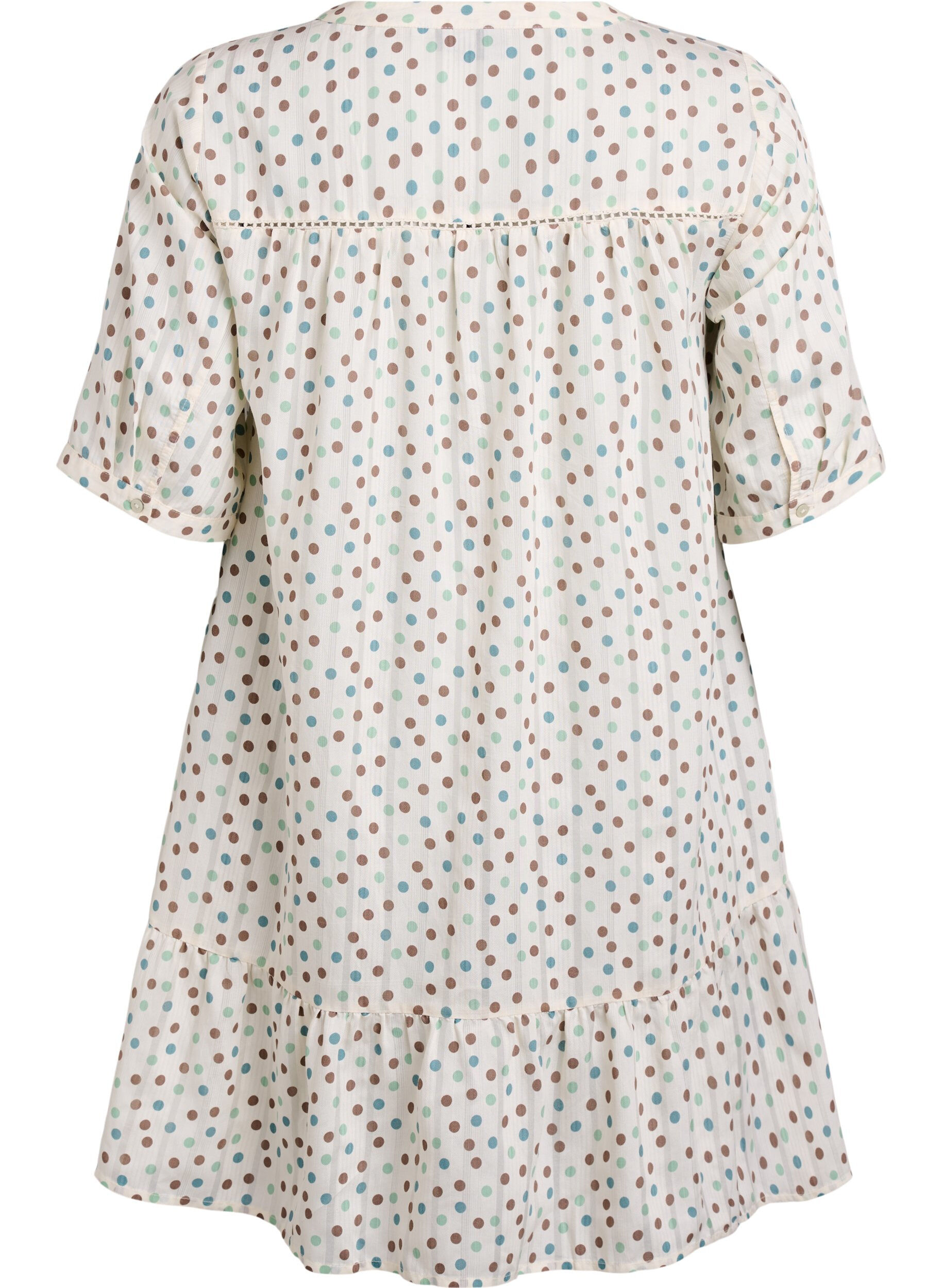 Zizzi Korte viscose jurk met kanten afwerking en een A-lijn snit, Wit, Packshot image number 1