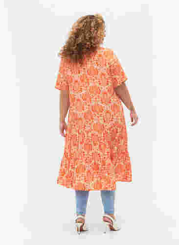 Viscose jurk met print en korte mouwen, Exuberance Oriental, Model image number 1