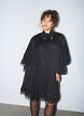 Mouwloze jurk met chiffon cape, Zwart, Model image number 0