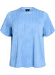 Blouse met korte mouwen en een golvende textuur, Blauw, Packshot image number 0
