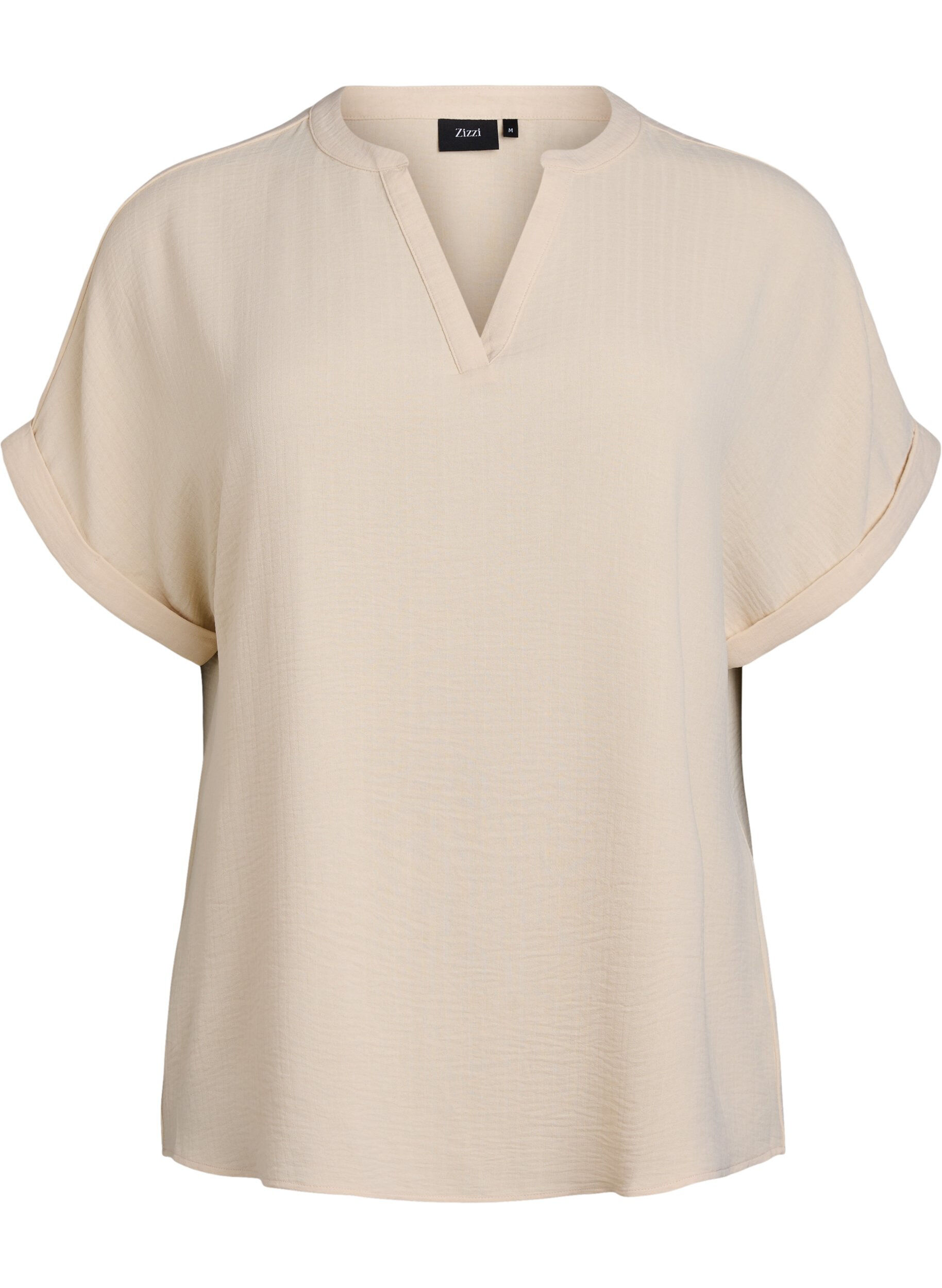 Zizzi Luchtige blouse met korte mouwen, Beige, Packshot image number 0