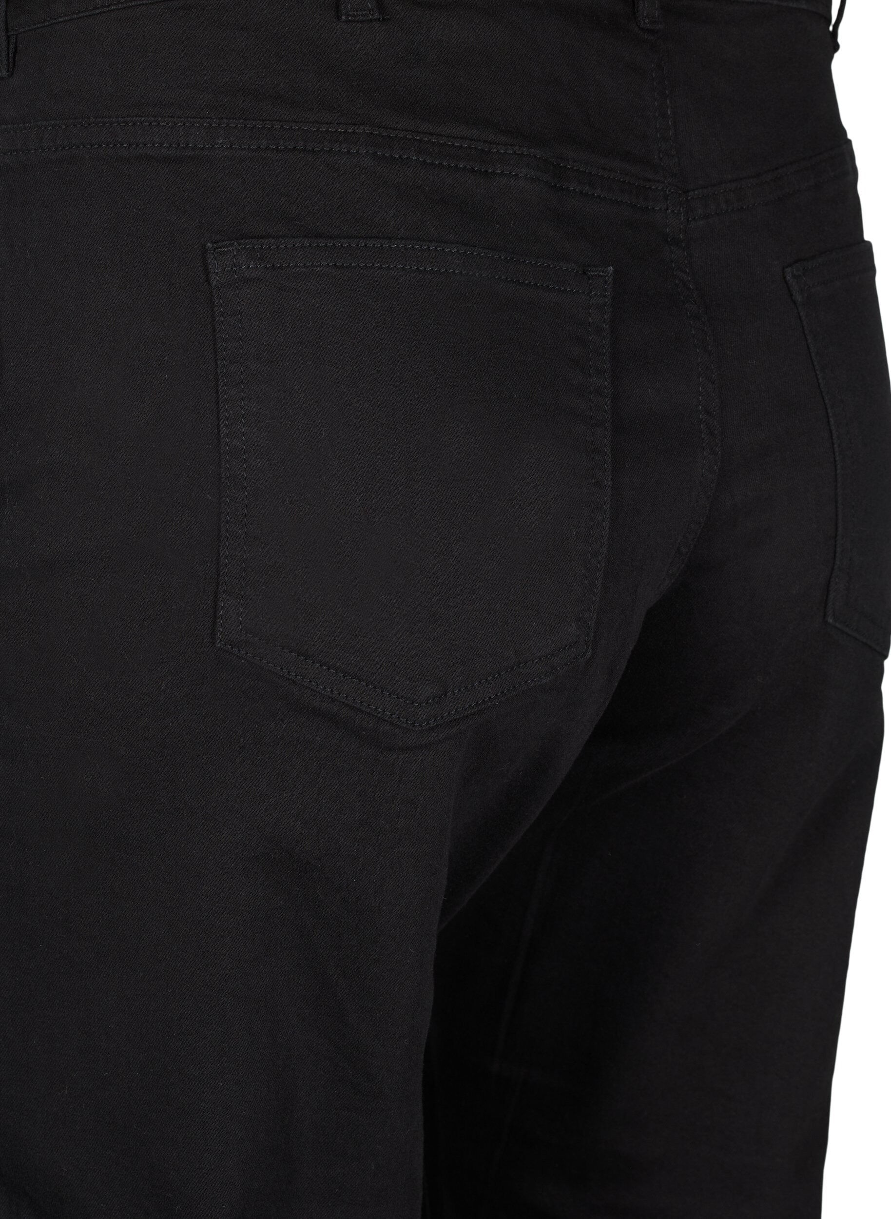 ZizziGecropte Vera jeans met een straight-fit, Zwart, Packshot image number 3