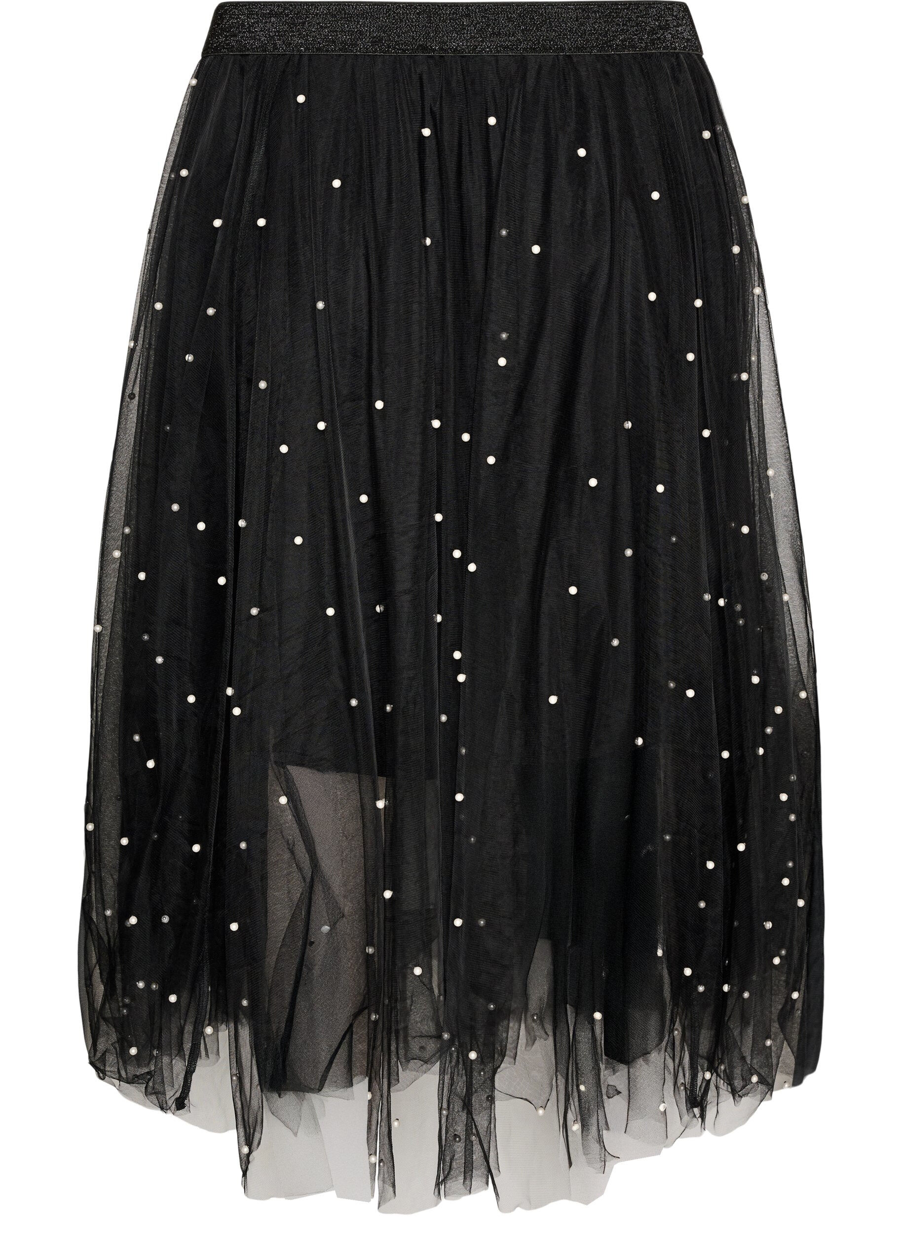 ZizziTule midirok met parels, Zwart, Packshot image number 1