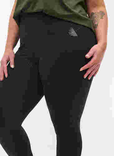 Cropped sportlegging met textuur patroon, Black, Model image number 2