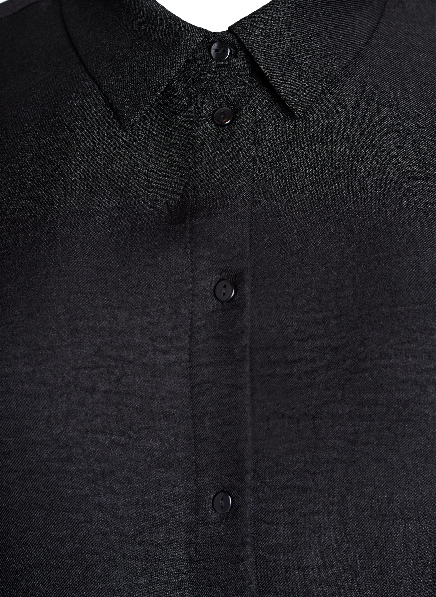 Zizzi Knielange overhemdjurk met strikceintuur, Zwart, Packshot image number 2