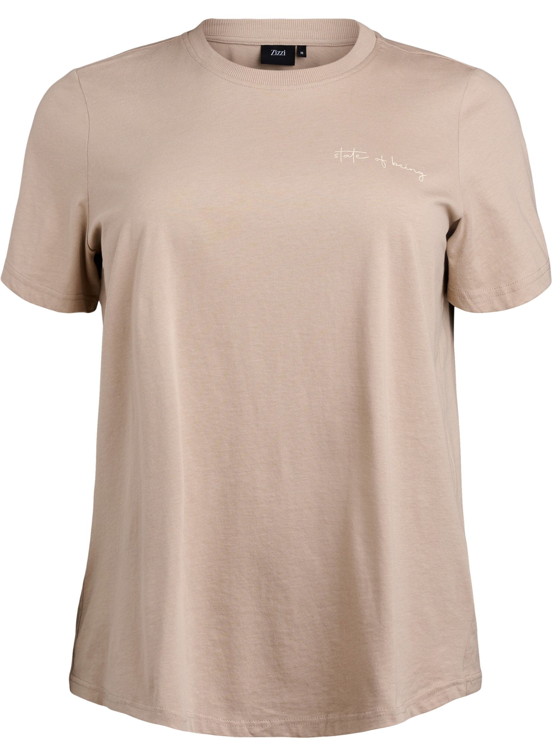 ZizziT-shirt met tekstprint en ronde hals, Bruin, Packshot image number 0