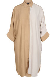 Viscose blouse jurk met 3/4 mouwen en color-block, Praline
