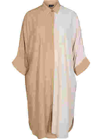 Viscose blouse jurk met 3/4 mouwen en color-block